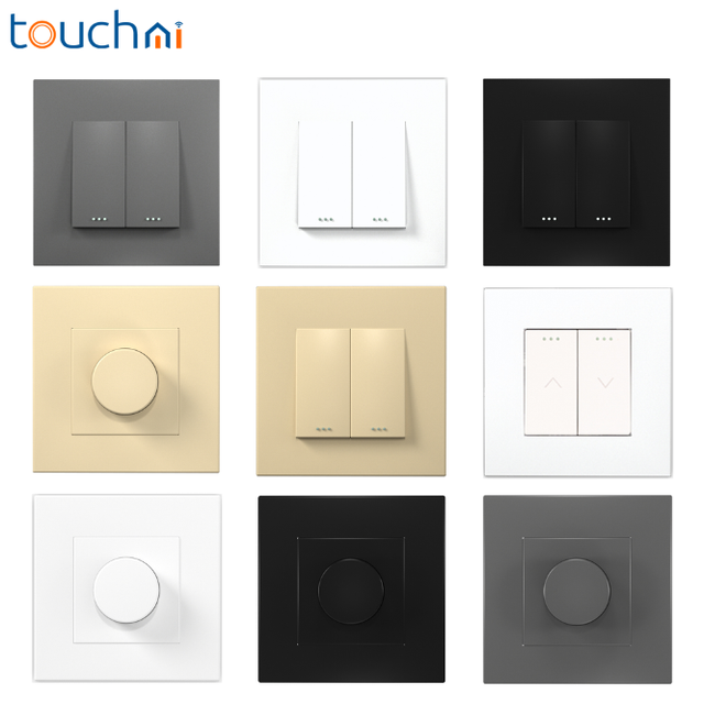 Touchmi PC Plate Light Dimmer Wall Switch 86*86mm Golden Fan Speed Controller Rotate Button Mechanical Dimmer Switch