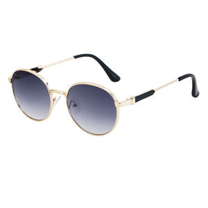 Lunettes de soleil à monture ronde de style européen pour hommes, Protection UV400, pare-soleil de classe 2, lentille et monture en PC, couleur noire SL-H2412 - Product Image 1