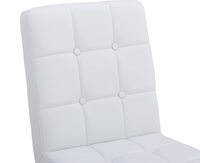 Chaise d'appoint blanche de style médiéval sans accoudoirs, chaise de salle à manger moderne en cuir PU rembourrée avec pieds en métal chromé