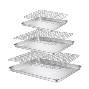Bakery Restaurant Stainless Steel Baking Cooling Rack Griling Drying Net With Sheet <strong>Pan</strong> Set Drip <strong>Pan</strong> - Product Image 2