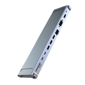 12in1 <span class=keywords><strong>USB</strong></span> 3.0 Type-C ドッキングステーション デュアルモニター 4K 100W PD急速充電 ギガビットイーサネット メタル製 マイクロカード対応 OEM対応 - Product Image 1