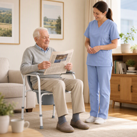 Chaise de toilette pliante en acier blanc avec cadre de soutien latéral en U pour les soins à domicile, les maisons de retraite et la sécurité des personnes âgées et des patients