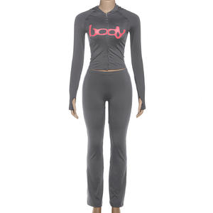 Toptan Trendy popüler 2025 kadın güz moda Hoodie eşofman <span class=keywords><strong>2</strong></span> parça pantolon seti - Product Image 3