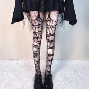 Japanese Dark Y2K Thigh High Fishnet Stockings Gothic Harajuku Mesh Pantyhose Women 15D Transparent Leggings - Product Image 1