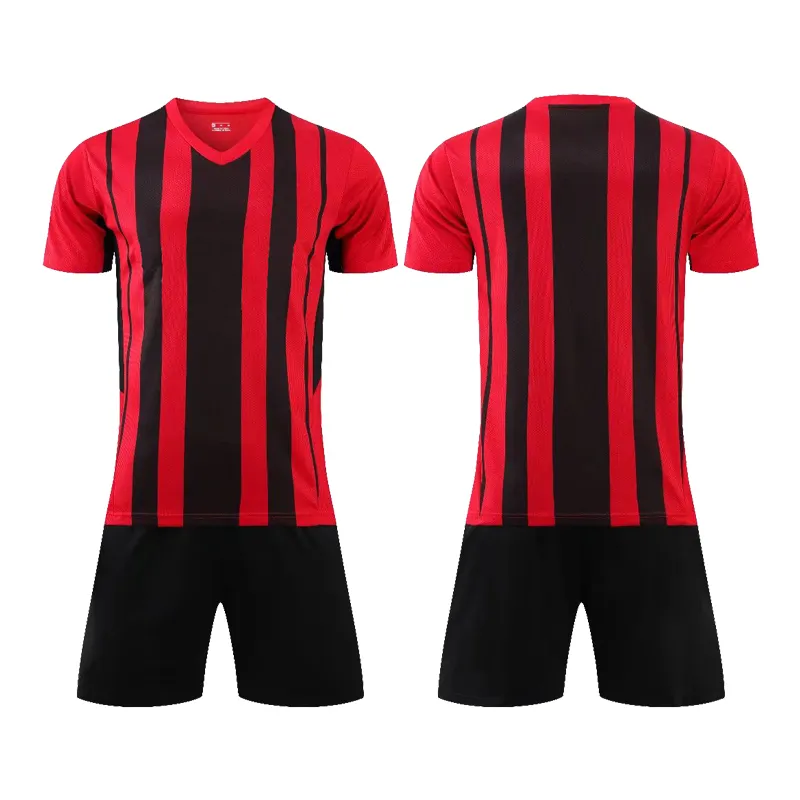 Wholesale Thai Quality Red And Black Striped Ac Football Team Jersey 21/24