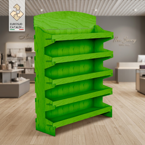 Espositore da banco in legno verde Made in Italy in multistrato di betulla per negozi e supermercati. Forme quadrate e stampe larghe - Product Image 3