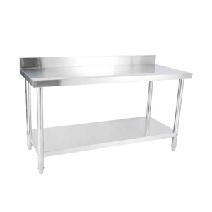 Mesa <span class=keywords><strong>de</strong></span> <span class=keywords><strong>trabajo</strong></span> <span class=keywords><strong>de</strong></span> acero inoxidable para <span class=keywords><strong>cocina</strong></span>, mesa <span class=keywords><strong>de</strong></span> <span class=keywords><strong>trabajo</strong></span> con doble capa y respaldo contra salpicaduras, personalizada co - Product Image 3