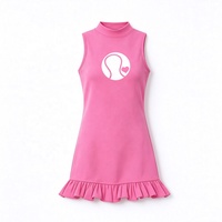 Robe de tennis sans manches à col montant pour filles, avec logo cœur, ourlet à volants, séchage rapide, pour le golf et les activités sportives en extérieur