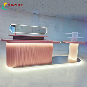 Vitrina <span class=keywords><strong>de</strong></span> Exhibición <span class=keywords><strong>de</strong></span> Isla <span class=keywords><strong>de</strong></span> Vidrio y Madera Comercial con Logotipo <span class=keywords><strong>de</strong></span> Marca Personalizado para Suministros <span class=keywords><strong>de</strong></span> Maquillaje Cosmético, Vitrina Doble con Iluminación LED - Product Image 2