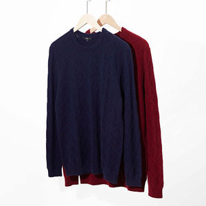 Maglioni girocollo in maglia di colore solido 2025 di vendita caldo 90% lana Merino 10% maglioni di diamanti in Cashmere per uomini d'affari - Product Image 4