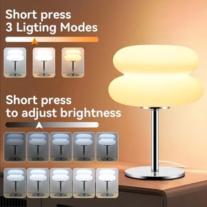 Bauhaus Bread LED Table <b>Lamp</b> 3 Color Stepless Dimming Frosted PE Shade Chrome Base Eye Protection - Product Image 3