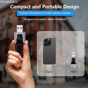 苹果手机适配器Carplay无填充苹果手机，安卓汽车无线适配器，苹果手机2 En 1迷你Carplay和2in1加密狗 - Product Image 3