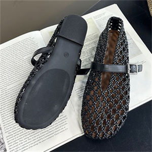 Nuevas Sandalias Planas Personalizadas con Diseño Hueco para Mujer, Sandalias de Verano de Malla Plana, Zapatillas Tejidas a Mano - Product Image 1