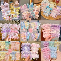 Jepit & Ikat Rambut Kain Motif Bunga Gaya Korea untuk Anak Perempuan dan Wanita, Aksesoris Poni yang Tidak Merusak