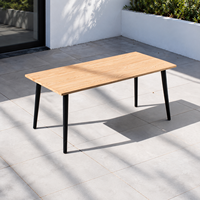 Table à manger rectangulaire moderne OEM en HPL, plateau compact en stratifié avec structure en métal noir
