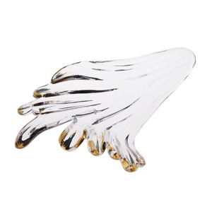 Hot Bán Vàng Rim Sang Trọng Rõ Ràng <span class=keywords><strong>Glass</strong></span> Lá Bóng Râm Cho Đèn Chùm <span class=keywords><strong>Handmade</strong></span> Ép Thủy Tinh Lá Hình Miếng Cho Chiếu Sáng - Product Image 3