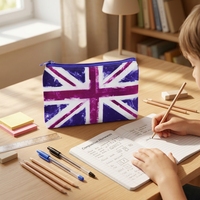 Sac à crayons en néoprène personnalisé avec impression de drapeau, étui à cosmétiques uni avec fermeture à glissière lisse
