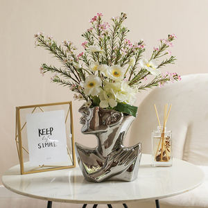 <span class=keywords><strong>Vase</strong></span> à fleurs en céramique argent buste tête Pots <span class=keywords><strong>visage</strong></span> en forme de Statue grecque art fleur support pour cadeaux maison bureau salon décor - Product Image 3