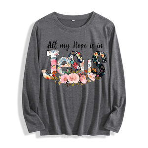 100% algodón "All My Hope Is In Jesus Floral Graphic" Camiseta de manga larga, multicolor - Product Image 2