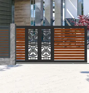 Aluminum Automatic System Fence Sliding Gate Driveway Gate for Villa Garden and Backyard