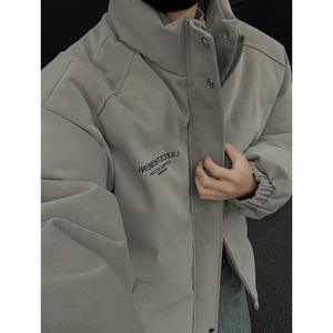 سترة قصيرة من الجلد الطبيعي بتصميم بومبر من تيك توك، ملابس الشارع الفضفاضة ذات الياقة العمودية، معطف شتوي دافئ للأزواج بطراز أمريكي - Product Image 4