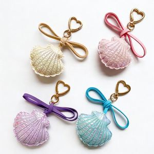 PU Leather Ocean Series Shell Keychain <b>Bag</b> Pendants Creative Fashionable <b>Bag</b> <b>Charm</b> Car Hanging Decoration - Product Image 1