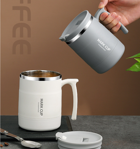 500/600毫升不锈钢和聚丙烯塑料热咖啡杯，带手柄防漏真空杯，用于办公室茶旅行和礼品 - Product Image 3