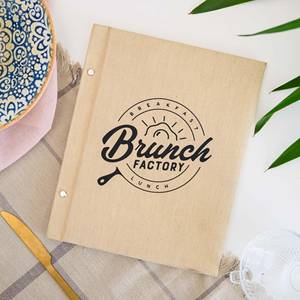Nuova copertura del Menu di imitazione del lino del ristorante Café del prodotto di ristorazione con logo stampato personalizzato rivetto legante in tessuto a foglia larga - Product Image 1