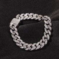 Bracelet cubain de luxe Hip Hop en or 10 mm avec diamants de laboratoire, chaîne à maillons cubains, bijoux fins, colliers