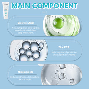 OEM Soin de la peau Nettoyant pour le visage Marque privée <span class=keywords><strong>Acide</strong></span> <span class=keywords><strong>salicylique</strong></span> pour le contrôle de l'acné Apaisant Hydrate Nettoyage en profondeur des pores Nettoyant simple pour le visage - Product Image 5