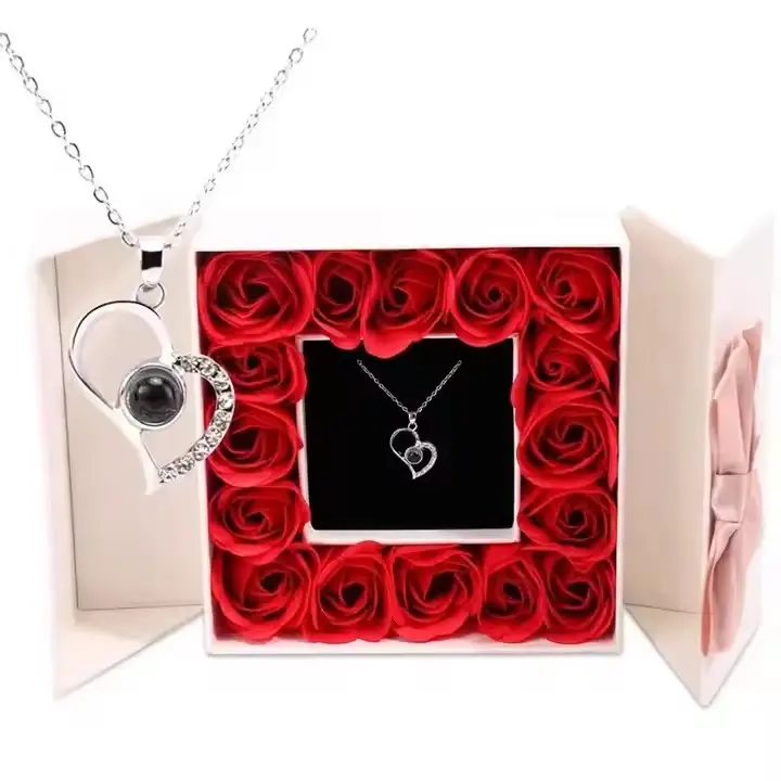 Lateefah Saint Valentin Cadeau 2024 Pendentif Coeur en Acier Inoxydable Collier de Projection Photo Personnalisé