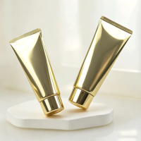Tube cosmétique de luxe en PE or et argent, vente en gros, personnalisé, 80 ml, 100 ml, emballage vide pour nettoyant visage, crème de soin, avec bouchon à vis