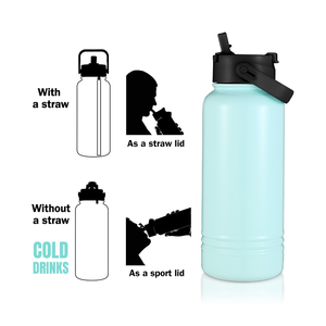 Bouteille d'eau de voyage en acier inoxydable à large ouverture de 32 oz, écologique, personnalisée, 24 oz, gobelet isotherme pour fête familiale avec couvercle à double usage - Product Image 2
