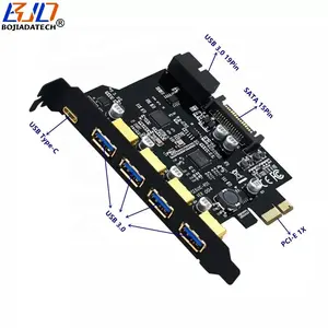 4 USB 3.0 Type A + 1 tip-c Port PCI-E PCIe 1X genişleme yükseltici kart USB3.0 19PIN soket SATA SATA güç konnektörü ile