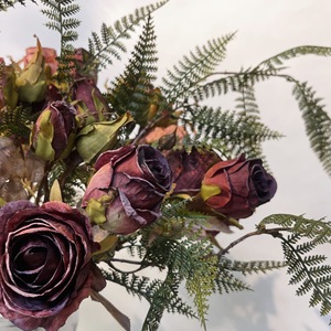 Fleurs Artificielles 4 Têtes Rose <span class=keywords><strong>Marie</strong></span>, Style Rétro Européen, Couleurs Luxe Léger, Bords Brûlés, Décoration Nordique pour Table à Manger et Salon - Product Image 1