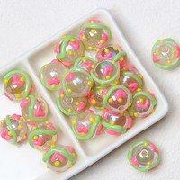 Perles acryliques fantaisie colorées peintes à la main, style macaron pastel, motif dessin animé, en vrac pour bracelets et porte-clés DIY