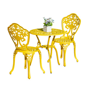Cast Aluminum Garden <b>Table</b> Chair Set 2 Seater Outdoor Furniture European Style Weather Resistant Courtyard Patio Set - Product Image 1