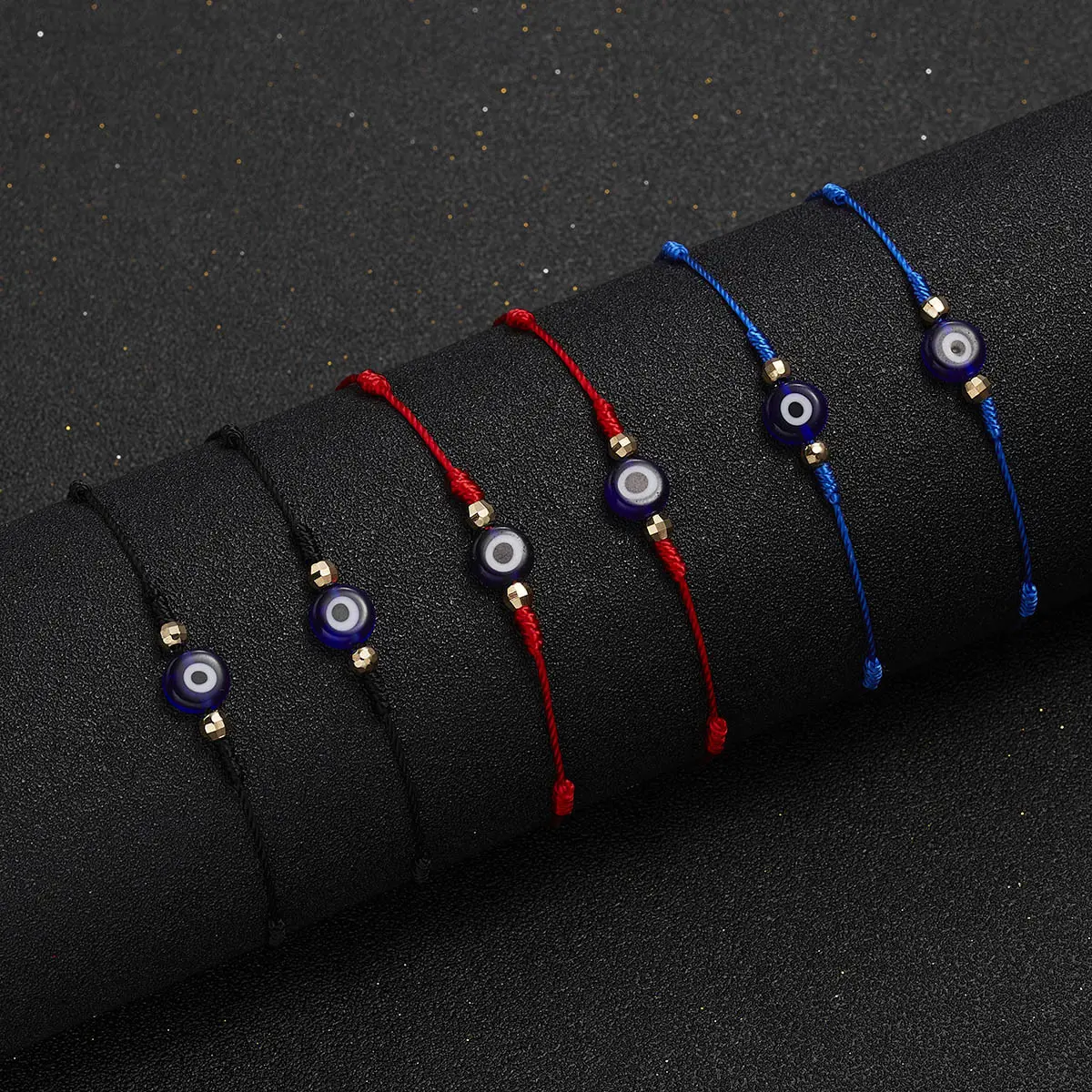 Kit de pulseiras kabbule 6 peças, conjuntos de pulseiras, corda vermelha ajustável, azul, olhos evos, pulseira, joias unissex