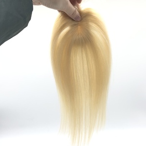 NL 4x8cm minuscolo Topper capelli alla moda Patch extension 613 # Color biondo frange Topper con Clip 3D frange 100% capelli umani - Product Image 4