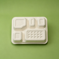 Assiettes biodégradables en fibre de canne à sucre, qualité alimentaire, micro-ondables, plateau à 5 compartiments pour mariages et fêtes de luxe