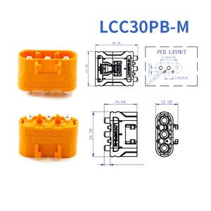 Amass LCC30PB-M Locking <b>3</b>-<b>Pin</b> <b>Connector</b>, 35A Silver-Plated Copper Vertical PCB Mount Plug for High-Performance UAVs - Product Image 3