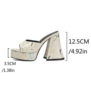New Mixed Colors Women High Chunky Heels Pumps Open Toe Colorful Sandals Ladies Party Dress Thick Platform Mules <b>Shoes</b> - Product Image 6
