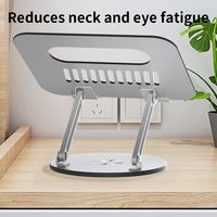360 °   Support d'ordinateur portable rotatif et pliable, support de tablette réglable en aluminium et plastique pour ordinateur portable de 14 à 17,3 pouces