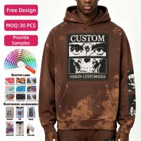 Sudadera con Capucha para Hombre, Personalizada, 500 g/m², 100% Algodón, Lavada, con Estampado DTG Amplio, Corte Ajustado, Ropa Masculina