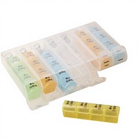 Pastillero Portátil Semanal de 28 Compartimentos con Resorte, Color Sólido, Modelo 029, para Uso de una Semana