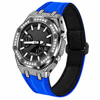 Kit de modification de boîtier de montre en acier inoxydable 316L de 5e génération OEM/ODM, entièrement serti de diamants, avec bracelet en nylon, pour G-Shock GA2100