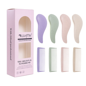 3 pcs thiết lập rơm lúa mì da đầu massager tóc bàn chải TT lược thiết lập hộp đóng gói Detangler bàn chải rộng lược răng Bộ dụng cụ - Product Image 5