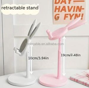 Cute Rabbit Ear Design Telescopic Non-Slip <b>Tablet</b> Desk Organizer Portable Desktop Cell Phone Holder <b>Stand</b> - Product Image 5
