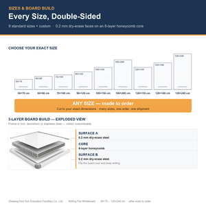 REDSUN Usine ODM OEM Vente en gros Tableau blanc magnétique mobile effaçable à sec avec <span class=keywords><strong>cadre</strong></span> en aluminium pour l'école Matériau métallique - Product Image 5