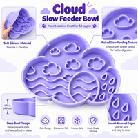 Ensemble de gamelles en silicone motif nuage mignon avec plat à nourriture amovible et tapis d'alimentation facile à nettoyer pour petits chiens et chats